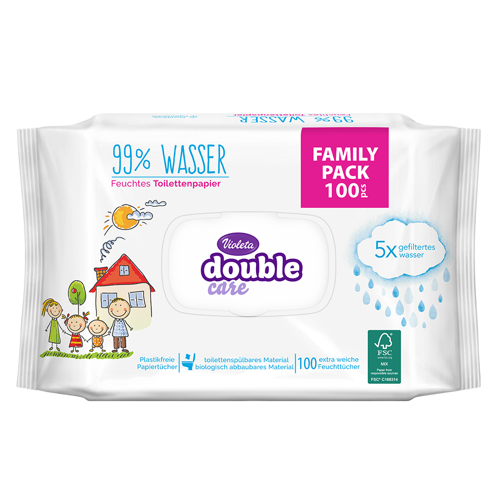 VIOLETA Double Care nedves toalett papír 100db - 99% víz